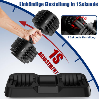 DH FitLife 25 kg verstellbare Kurzhanteln 4 bis 25 kg mit 10 Gewichtsstufen, Kurzhantel-Set mit Gewichtsscheiben, variable Gewichte 10 in 1