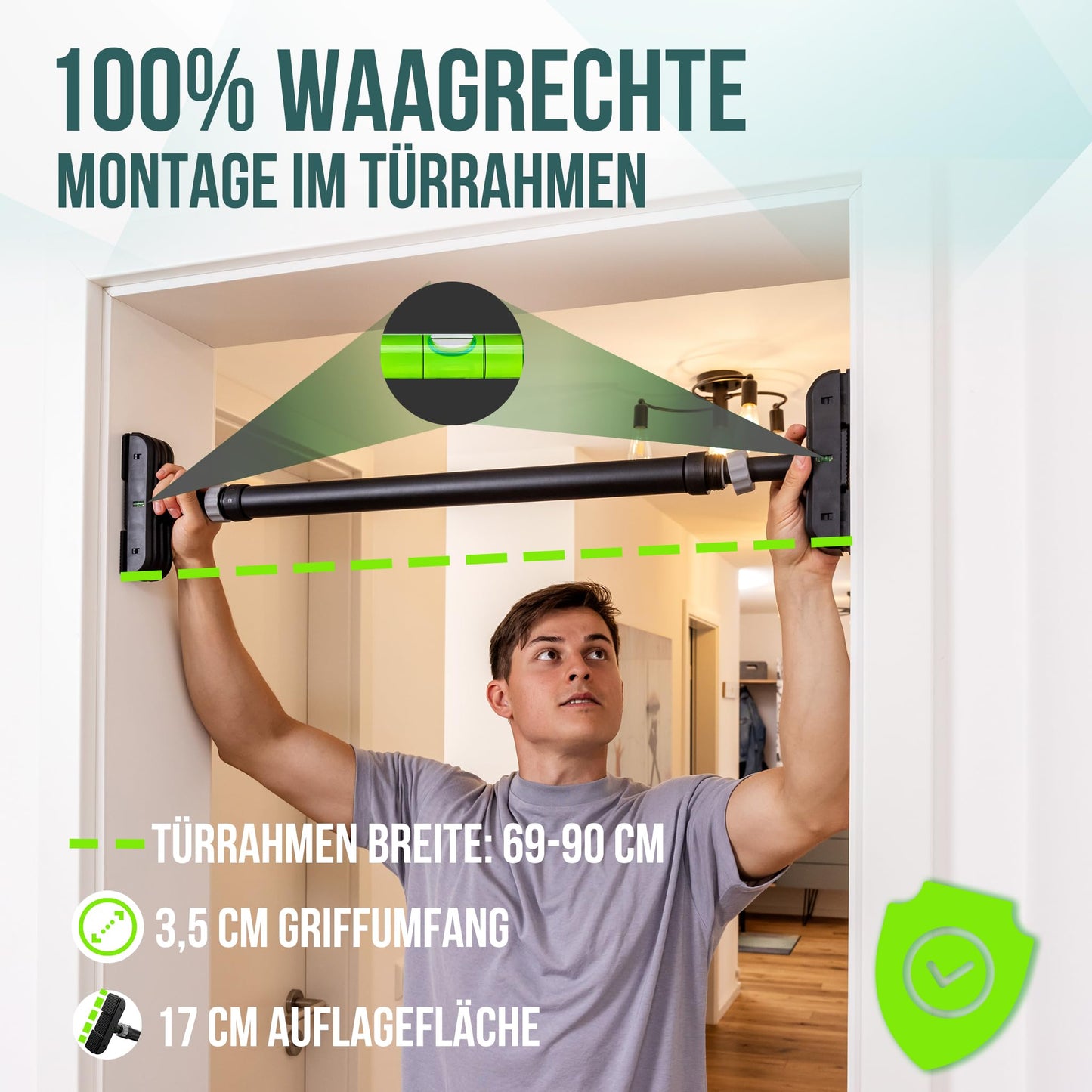 PULLUP & DIP Klimmzugstange für Türrahmen zum Einhängen ohne Schrauben und kein Abrutschen, Profi Türreck, Pull-up Bar mit gepolsterten Griffen