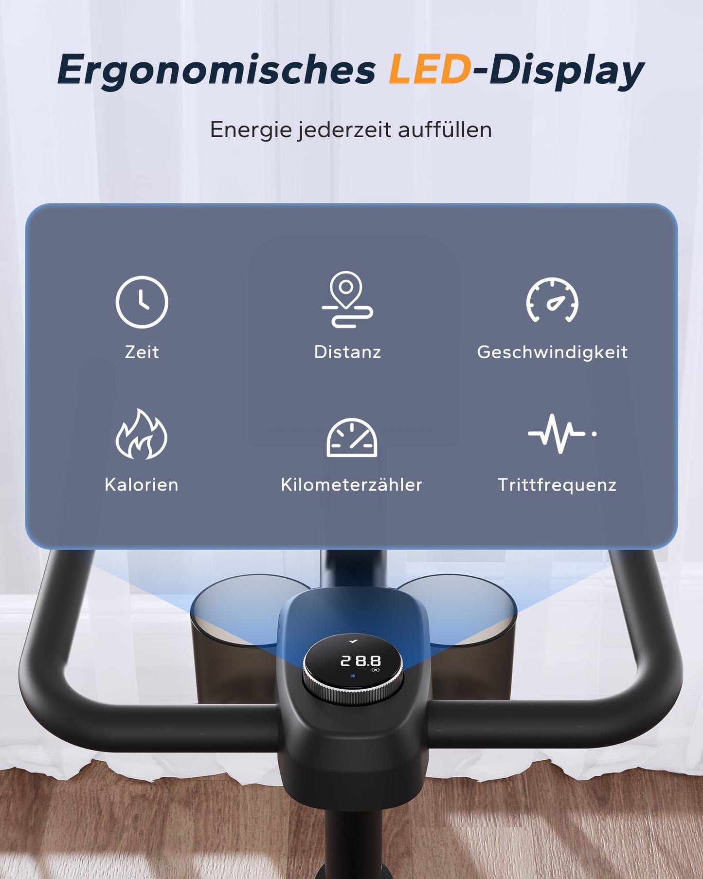 MERACH Heimtrainer mit verstellbarem Widerstand, leises Heimtrainingsfahrrad mit verbessertem LCD-Monitor, Tablet-Halter, Indoor-Cycling-Bike für Cardio-Training zu Hause, eigene App, bis zu 136 kg