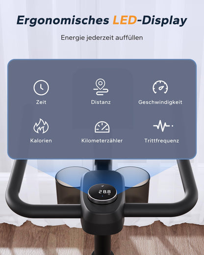 MERACH Heimtrainer mit verstellbarem Widerstand, leises Heimtrainingsfahrrad mit verbessertem LCD-Monitor, Tablet-Halter, Indoor-Cycling-Bike für Cardio-Training zu Hause, eigene App, bis zu 136 kg