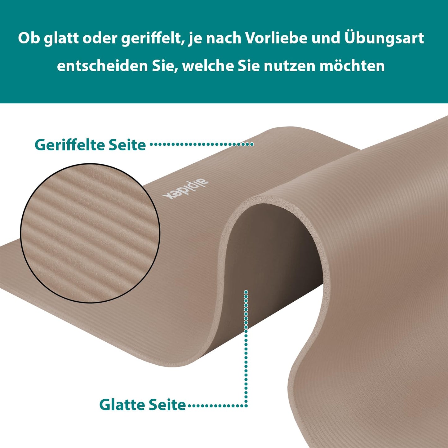 ALPIDEX Yogamatte 183 x 60 x 0,8 cm phthalatfreie Fitnessmatte mit Tragegurt, rutschfest, für Gymnastik, Pilates, Sport, Physiotherapie, HiiT, Yoga, Training und Schlafmatte, hautfreundlich