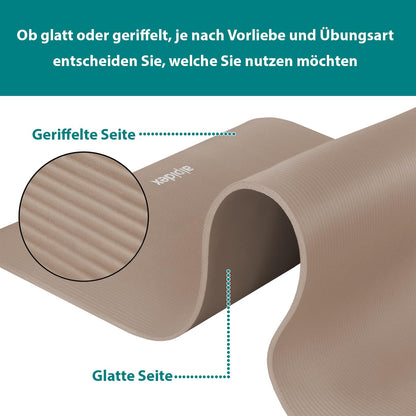 ALPIDEX Yogamatte 183 x 60 x 0,8 cm phthalatfreie Fitnessmatte mit Tragegurt, rutschfest, für Gymnastik, Pilates, Sport, Physiotherapie, HiiT, Yoga, Training und Schlafmatte, hautfreundlich
