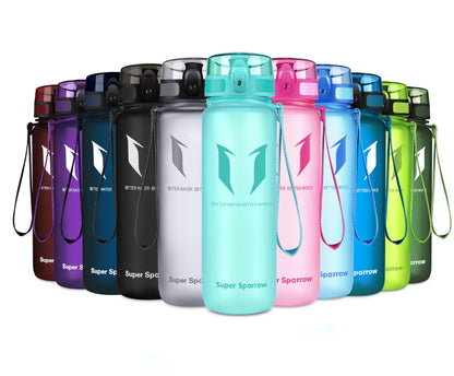 Super Sparrow Trinkflasche, Tritan Wasserflasche, 350 ml, 500 ml, 750 ml, 1000 ml, BPA-frei, Ideale Sportflasche für Sport, Radfahren, Fitness, Universität oder Outdoor, Leicht, Nachhaltig