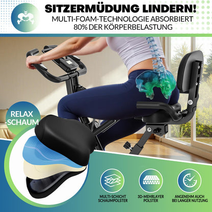 5-in-1 Heimtrainer Fahrrad, 2025 Neu Hometrainer Fahrrad mit 16 Stufen Magnetwiderstand, Klappbar Ergometer Heimtrainer mit 10dB extra Leise, Indoor Bike für Kardio-Training zu Hause, Bis 160KG