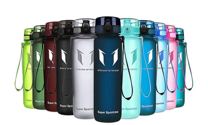Super Sparrow Trinkflasche, Tritan Wasserflasche, 350 ml, 500 ml, 750 ml, 1000 ml, BPA-frei, Ideale Sportflasche für Sport, Radfahren, Fitness, Universität oder Outdoor, Leicht, Nachhaltig