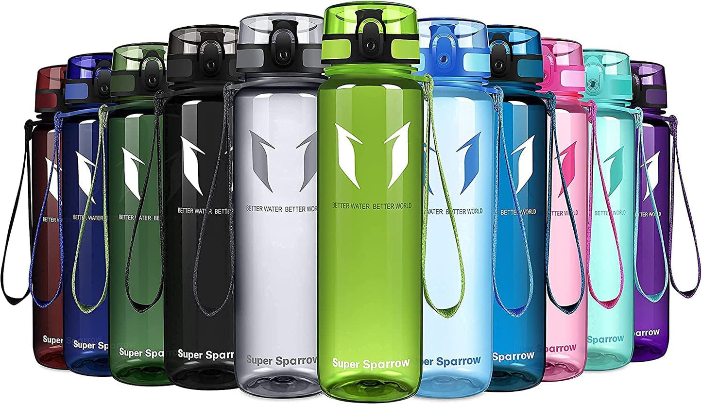 Super Sparrow Trinkflasche, Tritan Wasserflasche, 350 ml, 500 ml, 750 ml, 1000 ml, BPA-frei, Ideale Sportflasche für Sport, Radfahren, Fitness, Universität oder Outdoor, Leicht, Nachhaltig