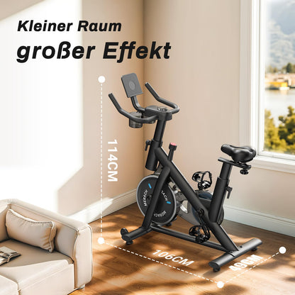 MERACH Heimtrainer mit verstellbarem Widerstand, leises Heimtrainingsfahrrad mit verbessertem LCD-Monitor, Tablet-Halter, Indoor-Cycling-Bike für Cardio-Training zu Hause, eigene App, bis zu 136 kg