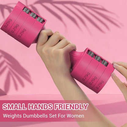 Sportneer Verstellbares Kurzhantel-Set - Kurzhanteln für Frauen, je 1-2,5 kg, 4-in-1 Kurzhantel-Set zu 2, Verstellbares Kurzhantel-Set für Heim-Fitnessstudio, Fitness, Krafttraining, Geschenk