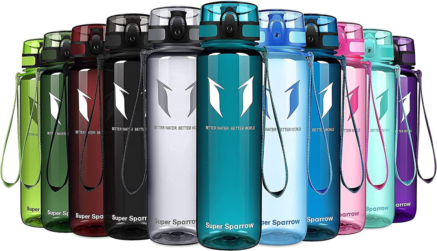 Super Sparrow Trinkflasche, Tritan Wasserflasche, 350 ml, 500 ml, 750 ml, 1000 ml, BPA-frei, Ideale Sportflasche für Sport, Radfahren, Fitness, Universität oder Outdoor, Leicht, Nachhaltig