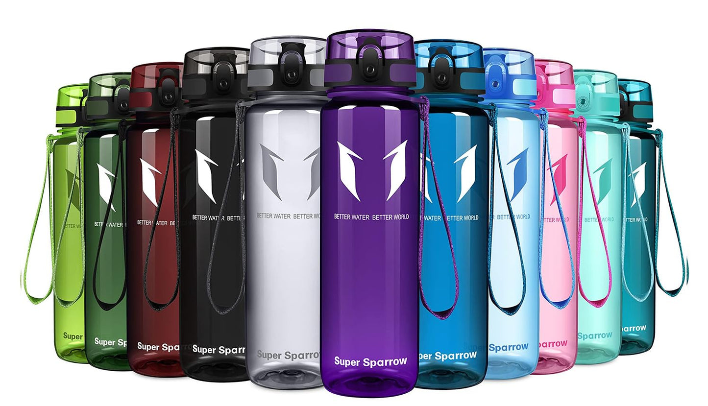 Super Sparrow Trinkflasche, Tritan Wasserflasche, 350 ml, 500 ml, 750 ml, 1000 ml, BPA-frei, Ideale Sportflasche für Sport, Radfahren, Fitness, Universität oder Outdoor, Leicht, Nachhaltig