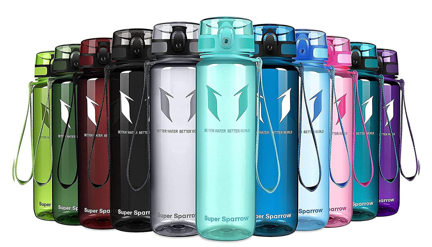 Super Sparrow Trinkflasche, Tritan Wasserflasche, 350 ml, 500 ml, 750 ml, 1000 ml, BPA-frei, Ideale Sportflasche für Sport, Radfahren, Fitness, Universität oder Outdoor, Leicht, Nachhaltig