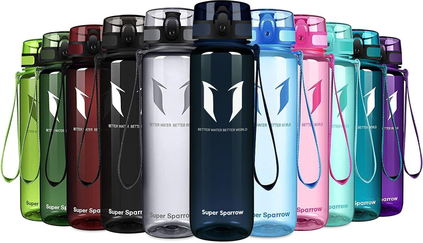 Super Sparrow Trinkflasche, Tritan Wasserflasche, 350 ml, 500 ml, 750 ml, 1000 ml, BPA-frei, Ideale Sportflasche für Sport, Radfahren, Fitness, Universität oder Outdoor, Leicht, Nachhaltig