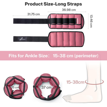 Sportneer 2er Pack Knöchelgewichte Verstellbares Knöchelgewichte-Set Handgelenkriemen 0,45 kg - 2,25 kg (pro Knöchel) / 0,9 kg - 4,5 kg (pro Paar)