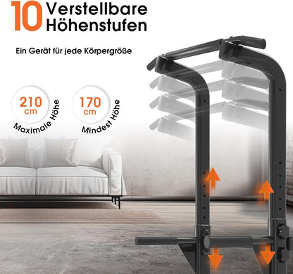 DH FitLife Power Tower Dip Station | Klimmzugstange Freistehend | Dip Barren Rückentrainer | Kraftstation Kraftturm | Fitness Station | Power Rack for Home Gym | Krafttraining für Zuhause