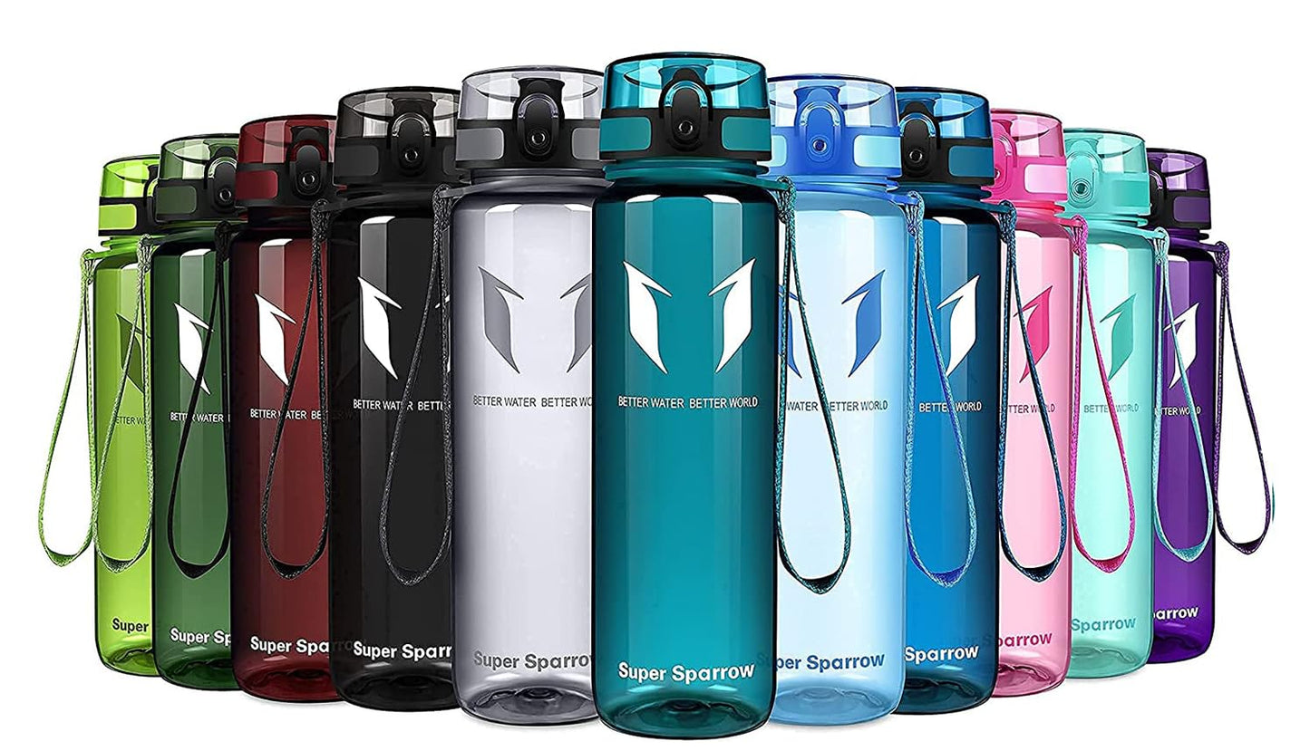 Super Sparrow Trinkflasche, Tritan Wasserflasche, 350 ml, 500 ml, 750 ml, 1000 ml, BPA-frei, Ideale Sportflasche für Sport, Radfahren, Fitness, Universität oder Outdoor, Leicht, Nachhaltig