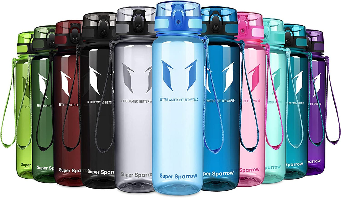 Super Sparrow Trinkflasche, Tritan Wasserflasche, 350 ml, 500 ml, 750 ml, 1000 ml, BPA-frei, Ideale Sportflasche für Sport, Radfahren, Fitness, Universität oder Outdoor, Leicht, Nachhaltig