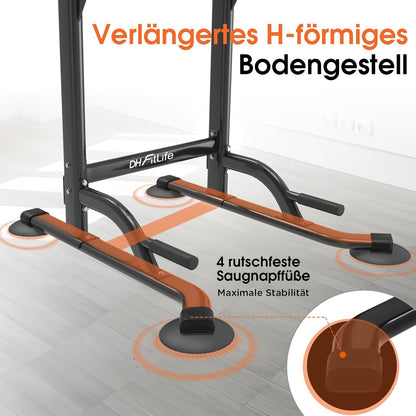 DH FitLife Power Tower Dip Station | Klimmzugstange Freistehend | Dip Barren Rückentrainer | Kraftstation Kraftturm | Fitness Station | Power Rack for Home Gym | Krafttraining für Zuhause