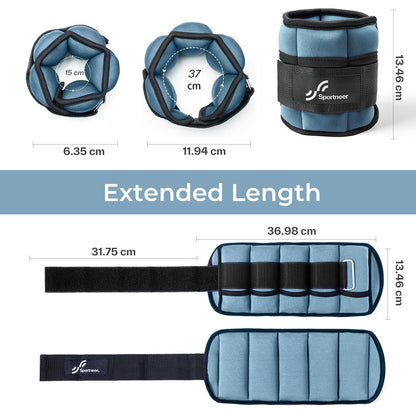 Sportneer 2er Pack Knöchelgewichte Verstellbares Knöchelgewichte-Set Handgelenkriemen 0,45 kg - 2,25 kg (pro Knöchel) / 0,9 kg - 4,5 kg (pro Paar)