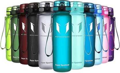Super Sparrow Trinkflasche, Tritan Wasserflasche, 350 ml, 500 ml, 750 ml, 1000 ml, BPA-frei, Ideale Sportflasche für Sport, Radfahren, Fitness, Universität oder Outdoor, Leicht, Nachhaltig
