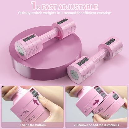 Sportneer Verstellbares Kurzhantel-Set - Kurzhanteln für Frauen, je 1-2,5 kg, 4-in-1 Kurzhantel-Set zu 2, Verstellbares Kurzhantel-Set für Heim-Fitnessstudio, Fitness, Krafttraining, Geschenk