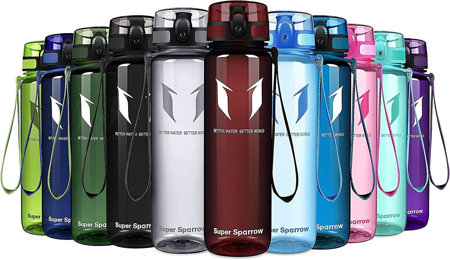 Super Sparrow Trinkflasche, Tritan Wasserflasche, 350 ml, 500 ml, 750 ml, 1000 ml, BPA-frei, Ideale Sportflasche für Sport, Radfahren, Fitness, Universität oder Outdoor, Leicht, Nachhaltig