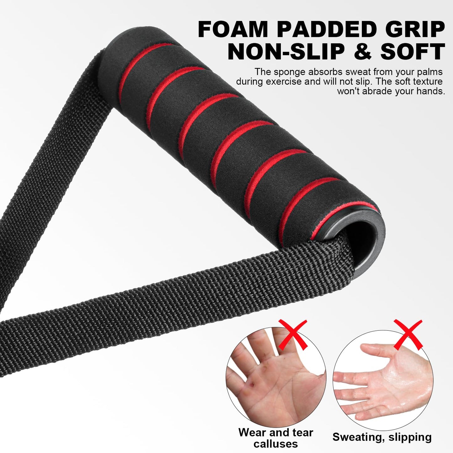 Fintronic Griffe für Fitnessbänder, Packung mit 2 einzelnen Kabelzuggriffen für Widerstandsbänder, Silikongriffe mit Karabinerhaken, Zubehör für Widerstandsbänder für Fitness, Flaschenzug, Power Tower, Trizeps-Übungen