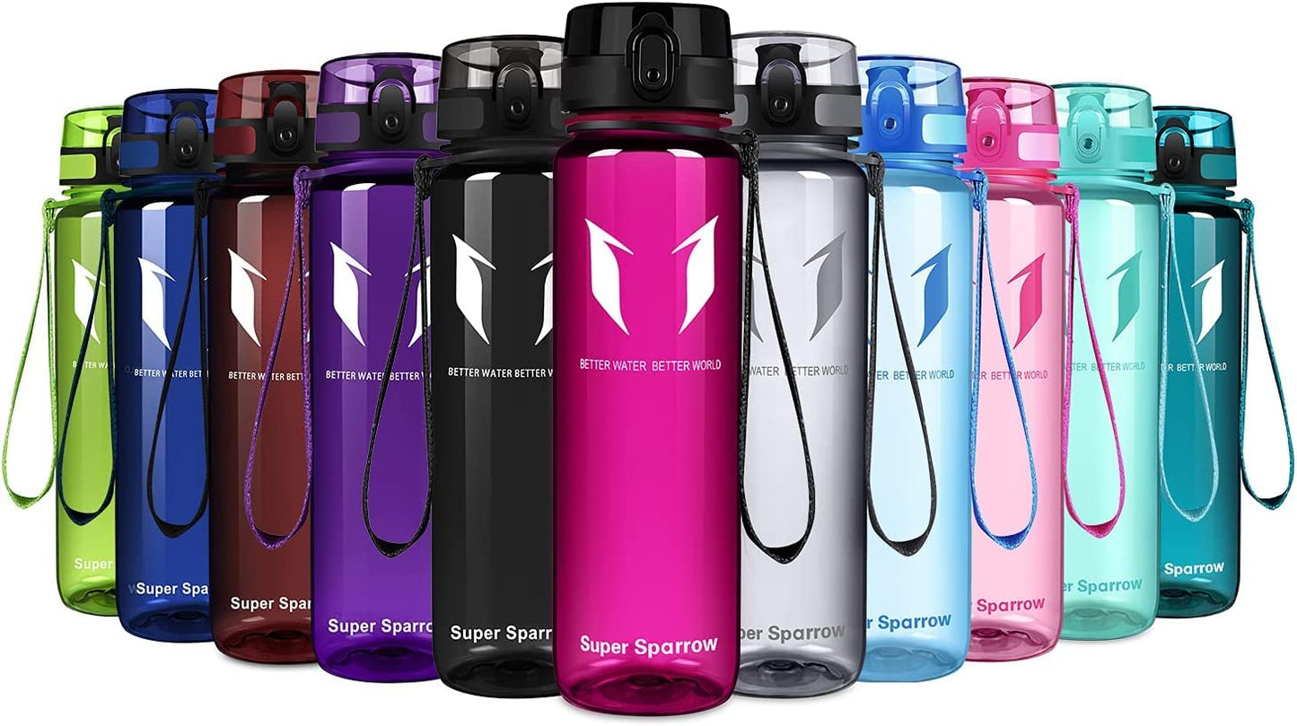 Super Sparrow Trinkflasche, Tritan Wasserflasche, 350 ml, 500 ml, 750 ml, 1000 ml, BPA-frei, Ideale Sportflasche für Sport, Radfahren, Fitness, Universität oder Outdoor, Leicht, Nachhaltig