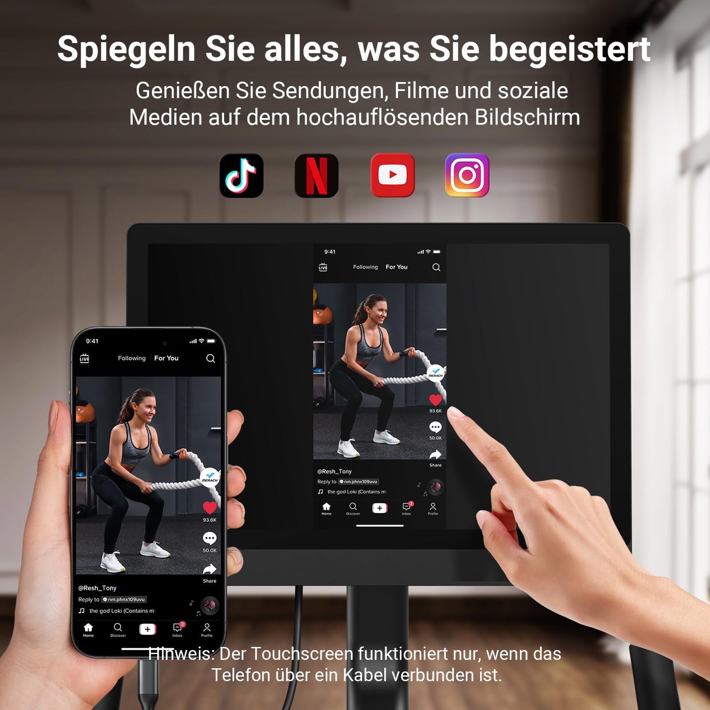 MERACH Heimtrainer mit verstellbarem Widerstand, leises Heimtrainingsfahrrad mit verbessertem LCD-Monitor, Tablet-Halter, Indoor-Cycling-Bike für Cardio-Training zu Hause, eigene App, bis zu 136 kg