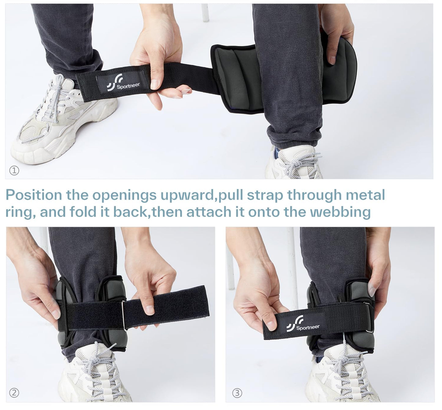 Sportneer 2er Pack Knöchelgewichte Verstellbares Knöchelgewichte-Set Handgelenkriemen 0,45 kg - 2,25 kg (pro Knöchel) / 0,9 kg - 4,5 kg (pro Paar)