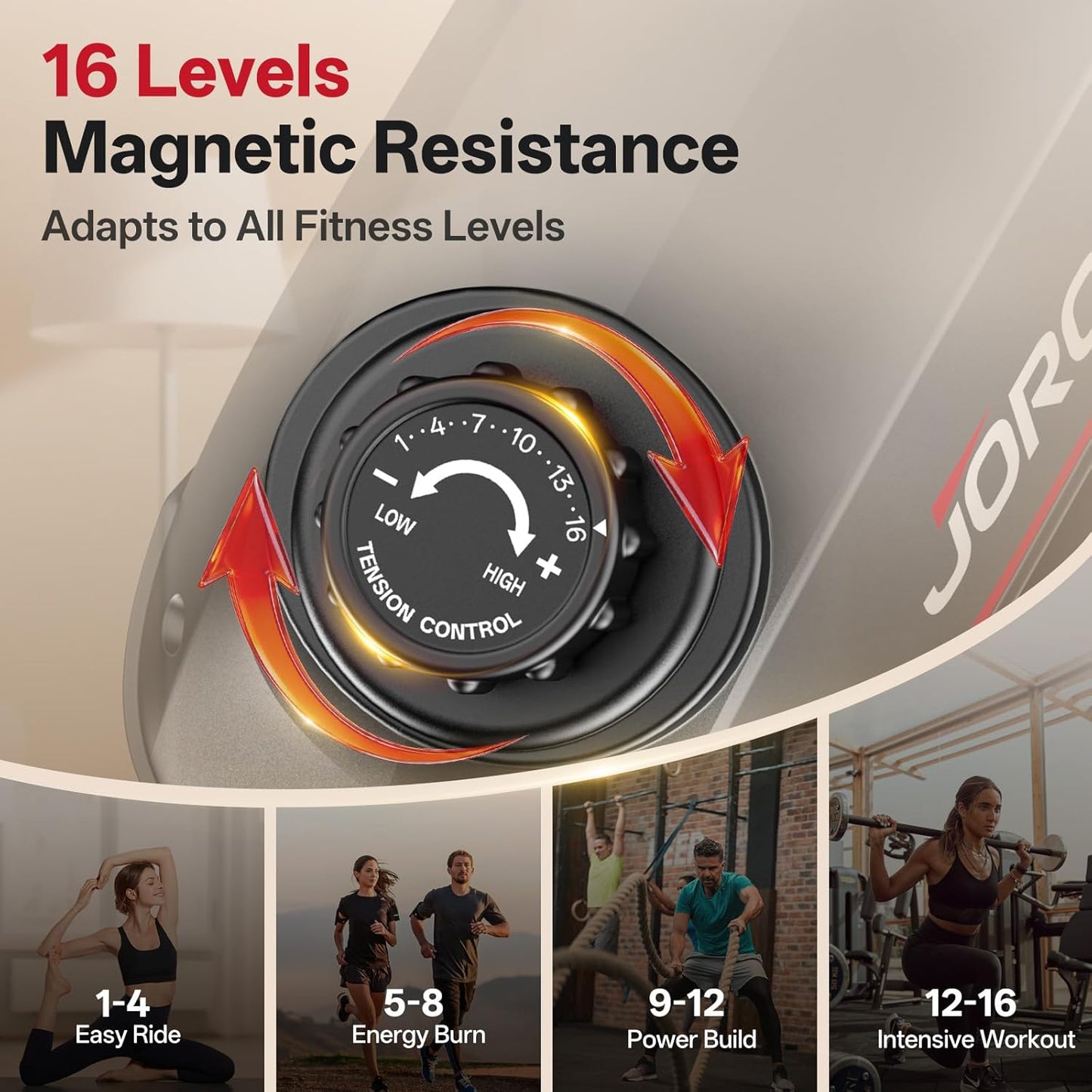 JOROTO JH30 Liegeergometer für Zuhause, Smart Bluetooth Magnetisches Liegefahrrad, Indoor Heimtrainer Ergometer bis 136KG Belastung, LCD Display, Verstellbarer Sitz für Cardio-Training