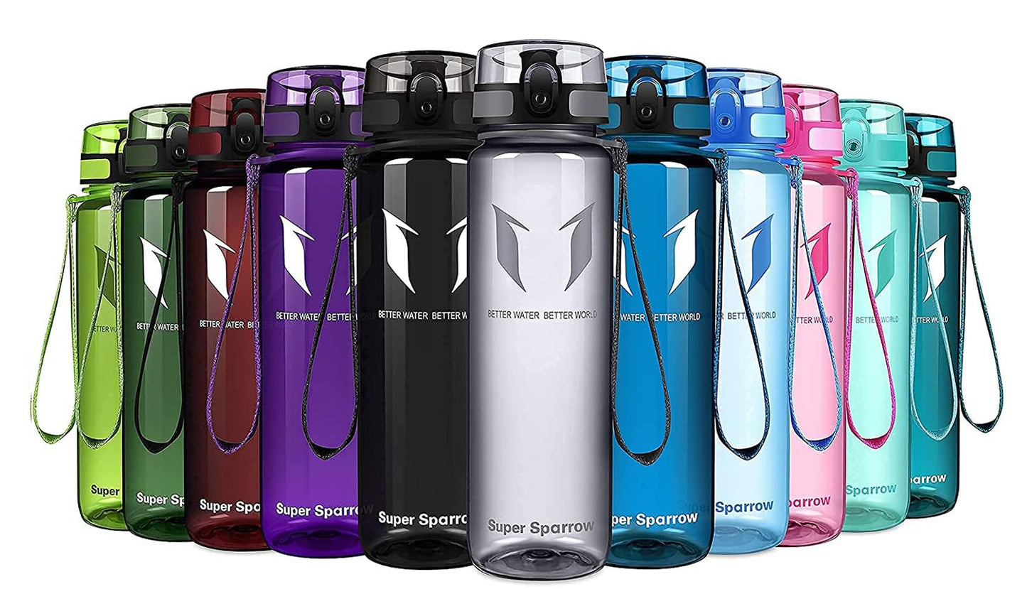 Super Sparrow Trinkflasche, Tritan Wasserflasche, 350 ml, 500 ml, 750 ml, 1000 ml, BPA-frei, Ideale Sportflasche für Sport, Radfahren, Fitness, Universität oder Outdoor, Leicht, Nachhaltig