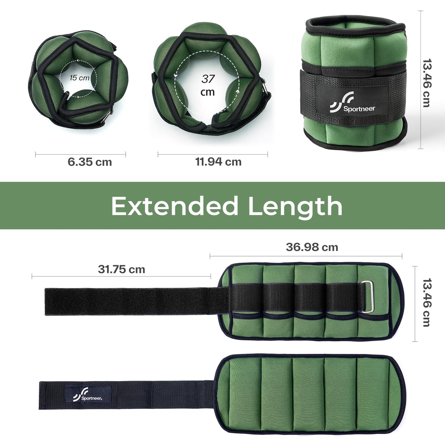 Sportneer 2er Pack Knöchelgewichte Verstellbares Knöchelgewichte-Set Handgelenkriemen 0,45 kg - 2,25 kg (pro Knöchel) / 0,9 kg - 4,5 kg (pro Paar)