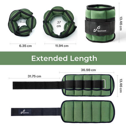 Sportneer 2er Pack Knöchelgewichte Verstellbares Knöchelgewichte-Set Handgelenkriemen 0,45 kg - 2,25 kg (pro Knöchel) / 0,9 kg - 4,5 kg (pro Paar)