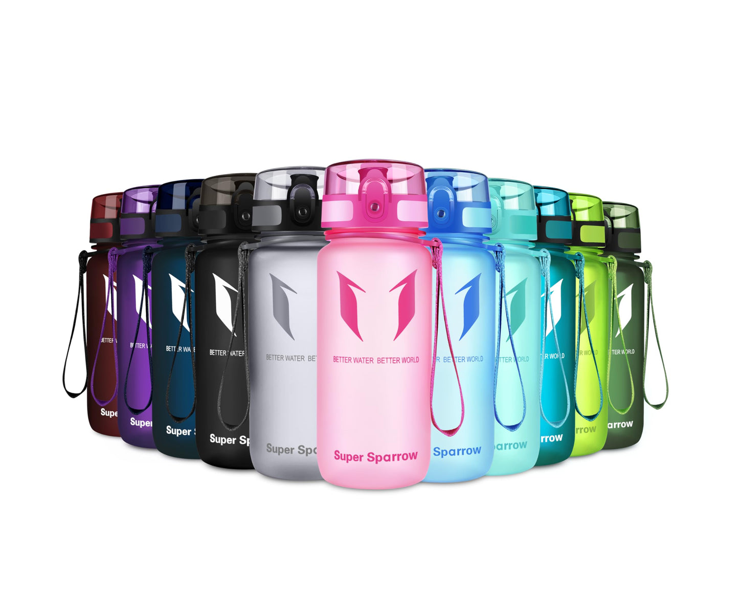 Super Sparrow Trinkflasche, Tritan Wasserflasche, 350 ml, 500 ml, 750 ml, 1000 ml, BPA-frei, Ideale Sportflasche für Sport, Radfahren, Fitness, Universität oder Outdoor, Leicht, Nachhaltig