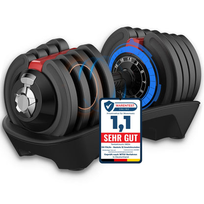 DH FitLife verstellbare Kurzhanteln 1,5 bis 18 kg mit 12 Gewichtsstufen, Kurzhantel-Set mit Gewichtsscheiben, verstellbare Kurzhanteln