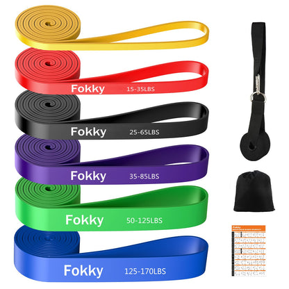 Fokky Fitnessbänder Resistance Bands Set mit 4 Stufen, Widerstandsbänder mit Türanker, Griffen, Schutzhülle, Tragetasche&Trainingsanleitung, Klimmzug Bänder für Stretching/Yoga/Klimmzüge/Krafttraining