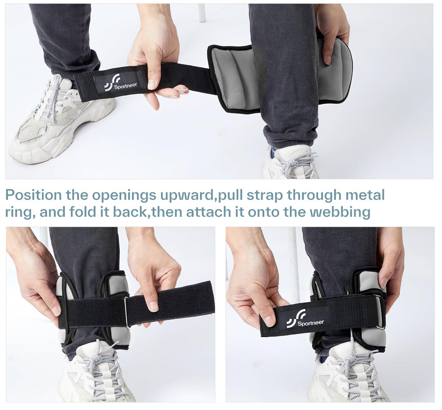 Sportneer 2er Pack Knöchelgewichte Verstellbares Knöchelgewichte-Set Handgelenkriemen 0,45 kg - 2,25 kg (pro Knöchel) / 0,9 kg - 4,5 kg (pro Paar)