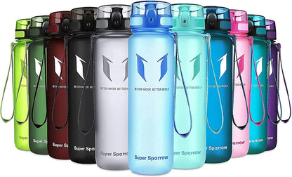 Super Sparrow Trinkflasche, Tritan Wasserflasche, 350 ml, 500 ml, 750 ml, 1000 ml, BPA-frei, Ideale Sportflasche für Sport, Radfahren, Fitness, Universität oder Outdoor, Leicht, Nachhaltig