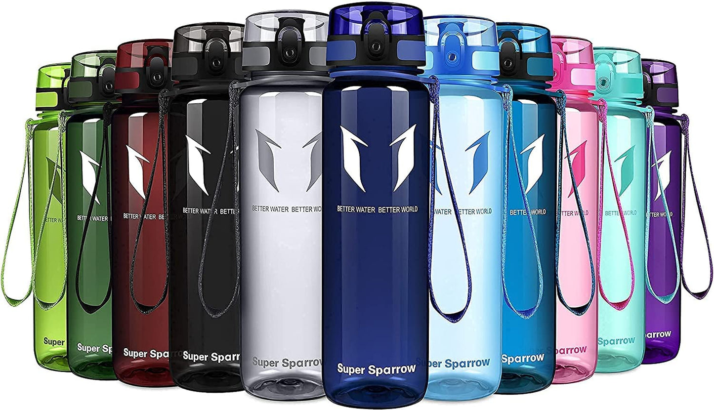 Super Sparrow Trinkflasche, Tritan Wasserflasche, 350 ml, 500 ml, 750 ml, 1000 ml, BPA-frei, Ideale Sportflasche für Sport, Radfahren, Fitness, Universität oder Outdoor, Leicht, Nachhaltig