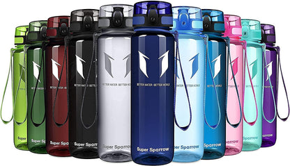 Super Sparrow Trinkflasche, Tritan Wasserflasche, 350 ml, 500 ml, 750 ml, 1000 ml, BPA-frei, Ideale Sportflasche für Sport, Radfahren, Fitness, Universität oder Outdoor, Leicht, Nachhaltig