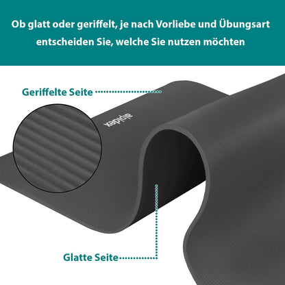 ALPIDEX Yogamatte 183 x 60 x 0,8 cm phthalatfreie Fitnessmatte mit Tragegurt, rutschfest, für Gymnastik, Pilates, Sport, Physiotherapie, HiiT, Yoga, Training und Schlafmatte, hautfreundlich