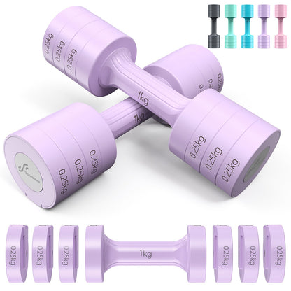 Sportneer Verstellbares Kurzhantel-Set - Kurzhanteln für Frauen, je 1-2,5 kg, 4-in-1 Kurzhantel-Set zu 2, Verstellbares Kurzhantel-Set für Heim-Fitnessstudio, Fitness, Krafttraining, Geschenk
