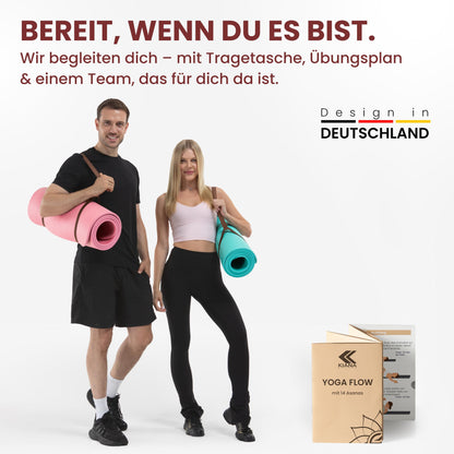 Yoga Matte aus Deutscher Entwicklung – Rutschfeste & gelenkschonende Yogamatte – 2 Komfort-Dicken (1,0 & 1,5 cm) – Weiche Sportmatte & Gymnastikmatte – Für Yoga, Pilates & Krafttraining
