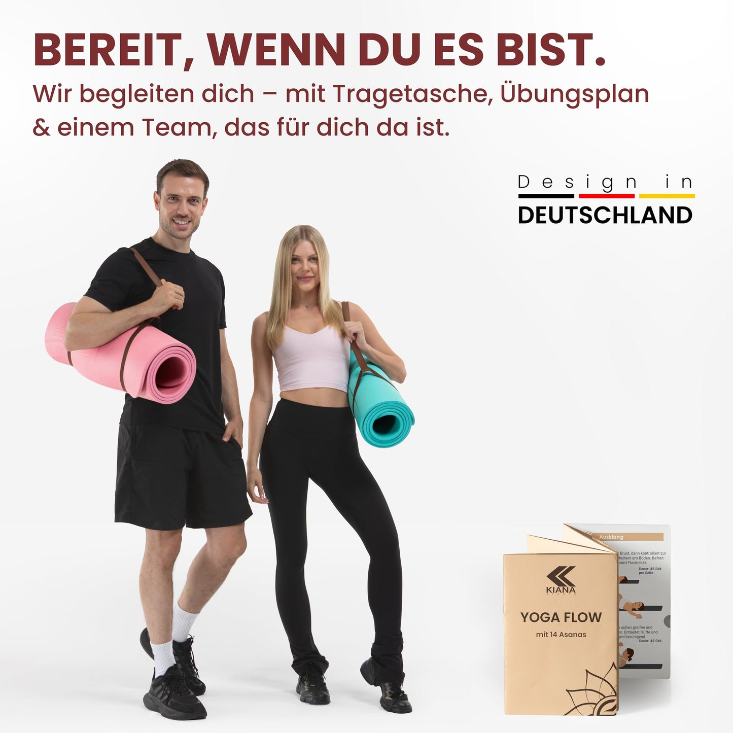 Yoga Matte aus Deutscher Entwicklung – Rutschfeste & gelenkschonende Yogamatte – 2 Komfort-Dicken (1,0 & 1,5 cm) – Weiche Sportmatte & Gymnastikmatte – Für Yoga, Pilates & Krafttraining