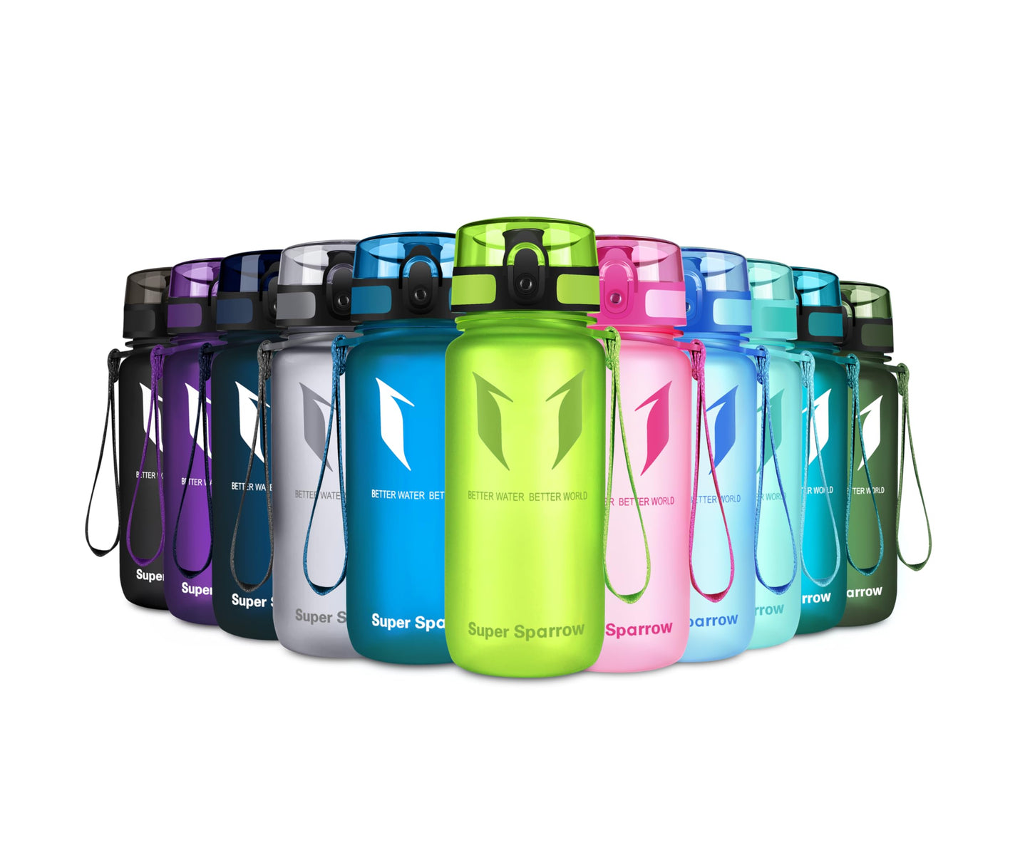 Super Sparrow Trinkflasche, Tritan Wasserflasche, 350 ml, 500 ml, 750 ml, 1000 ml, BPA-frei, Ideale Sportflasche für Sport, Radfahren, Fitness, Universität oder Outdoor, Leicht, Nachhaltig