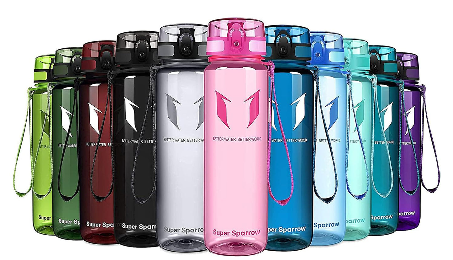 Super Sparrow Trinkflasche, Tritan Wasserflasche, 350 ml, 500 ml, 750 ml, 1000 ml, BPA-frei, Ideale Sportflasche für Sport, Radfahren, Fitness, Universität oder Outdoor, Leicht, Nachhaltig