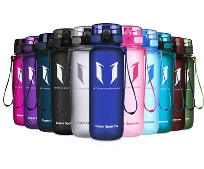 Super Sparrow Trinkflasche, Tritan Wasserflasche, 350 ml, 500 ml, 750 ml, 1000 ml, BPA-frei, Ideale Sportflasche für Sport, Radfahren, Fitness, Universität oder Outdoor, Leicht, Nachhaltig