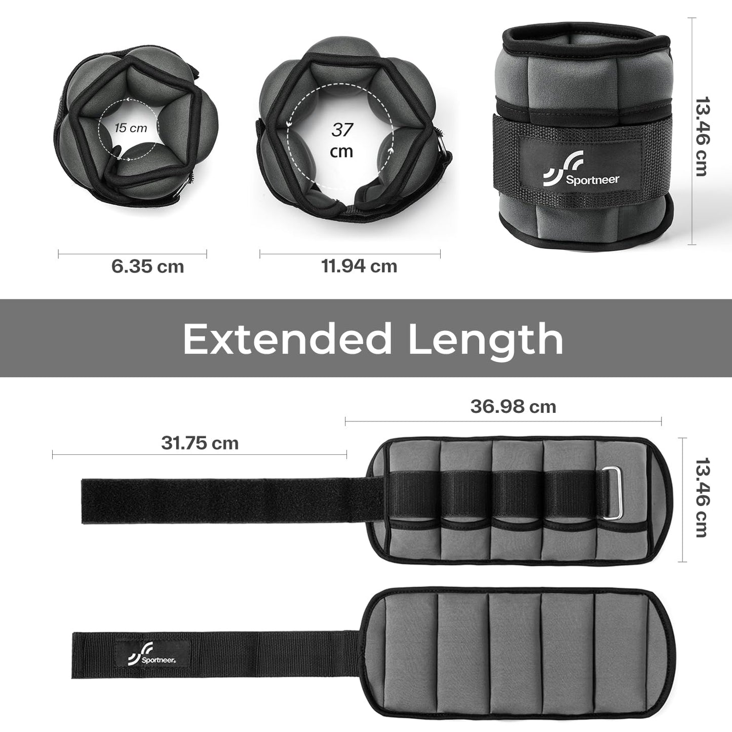 Sportneer 2er Pack Knöchelgewichte Verstellbares Knöchelgewichte-Set Handgelenkriemen 0,45 kg - 2,25 kg (pro Knöchel) / 0,9 kg - 4,5 kg (pro Paar)