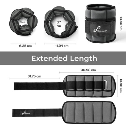 Sportneer 2er Pack Knöchelgewichte Verstellbares Knöchelgewichte-Set Handgelenkriemen 0,45 kg - 2,25 kg (pro Knöchel) / 0,9 kg - 4,5 kg (pro Paar)