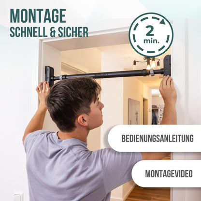 PULLUP & DIP Klimmzugstange für Türrahmen zum Einhängen ohne Schrauben und kein Abrutschen, Profi Türreck, Pull-up Bar mit gepolsterten Griffen